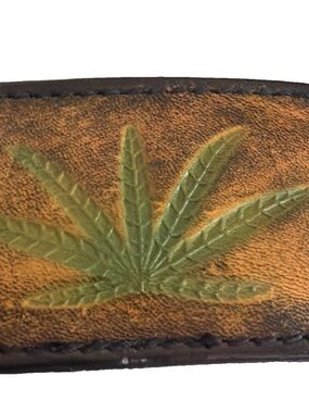 Vintage Etched Leather Leaf Belt Buckle Gorgeous!!!